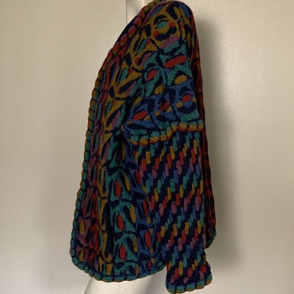KOLOR KNOTS 100% wool made in Ireland women’s sweater cardigan colorful - Picture 8 of 15